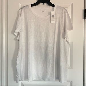 Eileen Fisher 100% Organic Linen White Short Sleeve Tee New with Tags